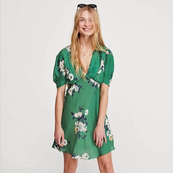 Free People Green Neon Garden Floral Print Mini Dress - Picture 4 of 6